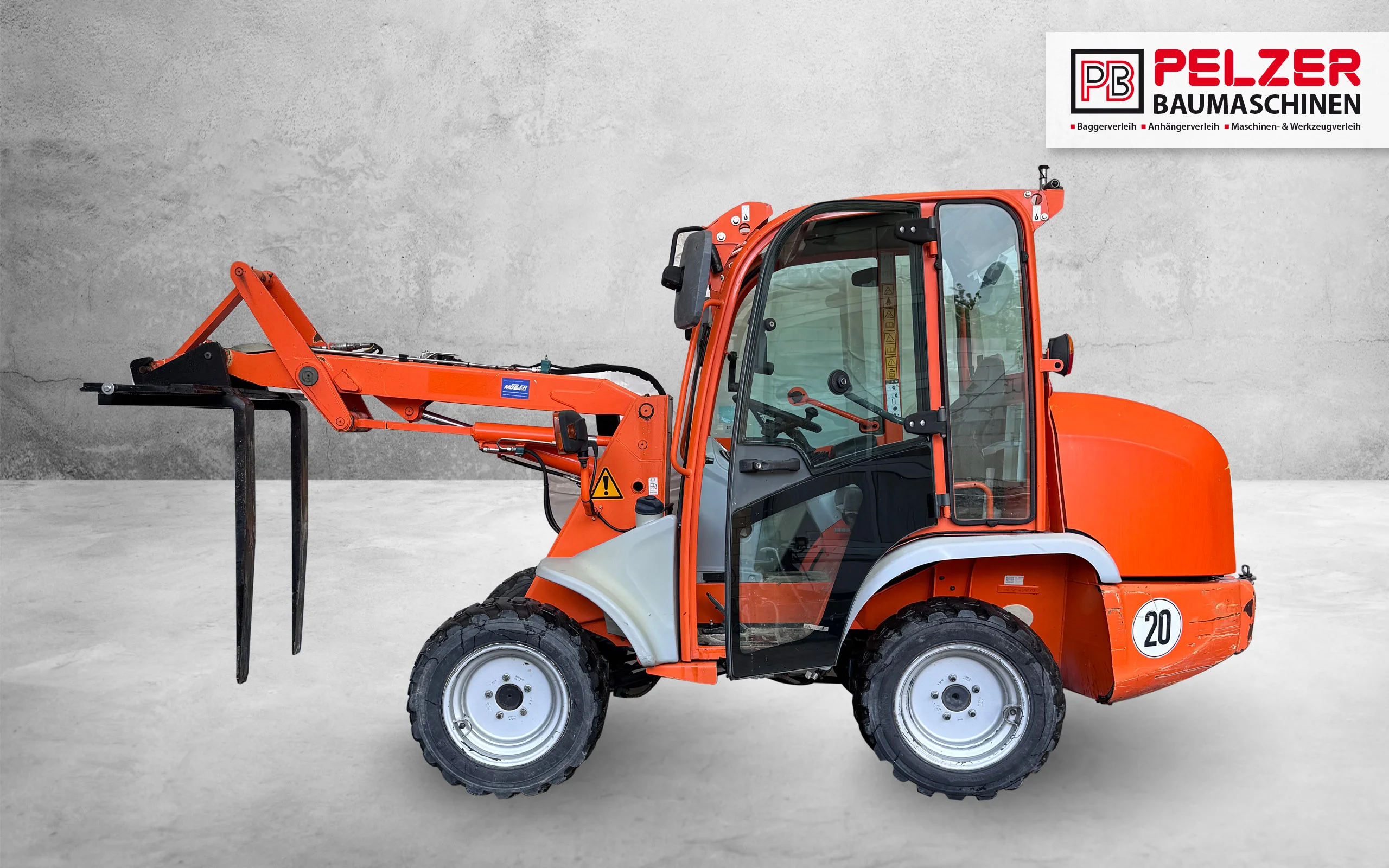 Baumaschinenvermietung Aachen - Pelzer - Radlader Kramer 5035 mit Palettengabel